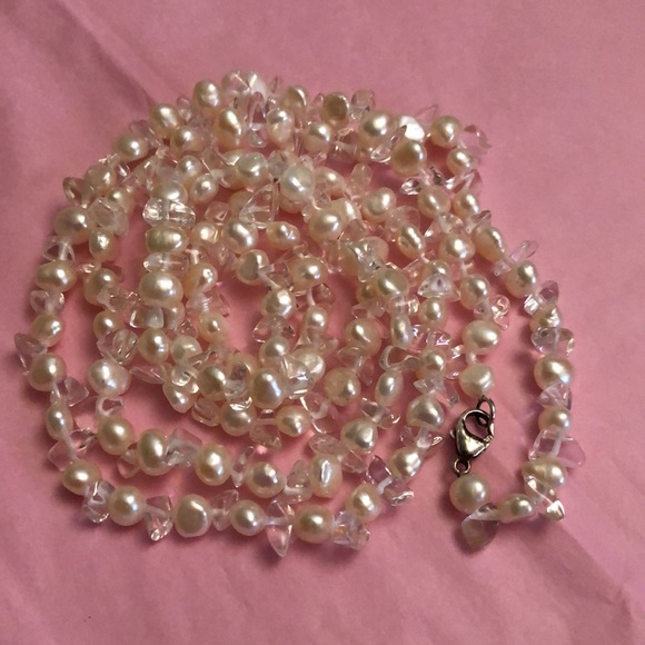 Freshwater Pearl & Qtz Crystal 3pc Set-Sterling - Picture 4 of 5